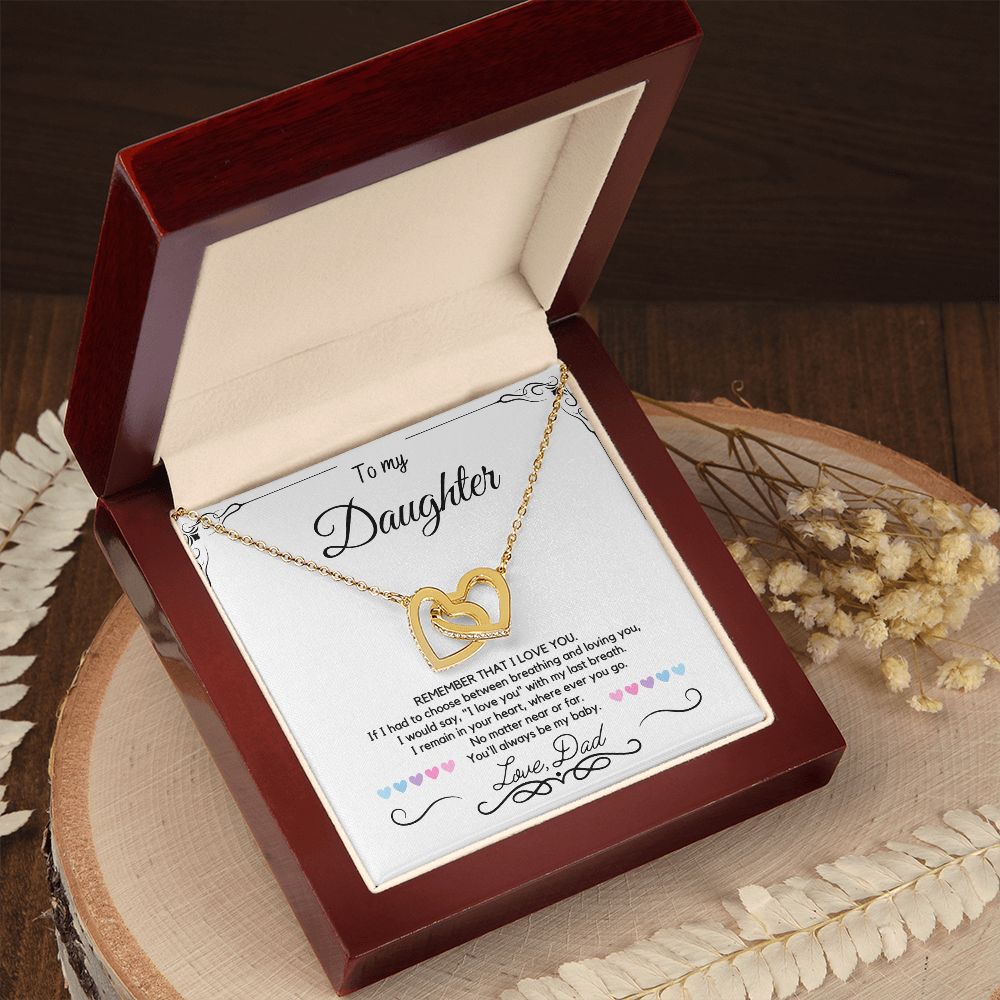 To Daughter from Dad - Interlocking Hearts Necklace