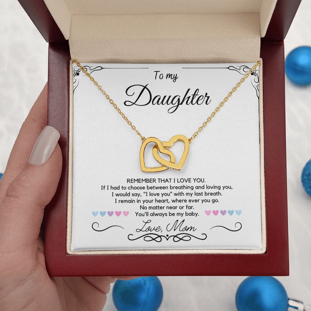 To Daughter from Mom - Interlocking Hearts Necklace